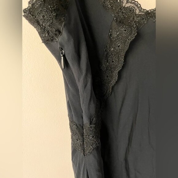 Vintage CACHE 100% Silk Sheer Beaded Rosebud Lace Slip Dress Size 10 - Picture 8 of 10